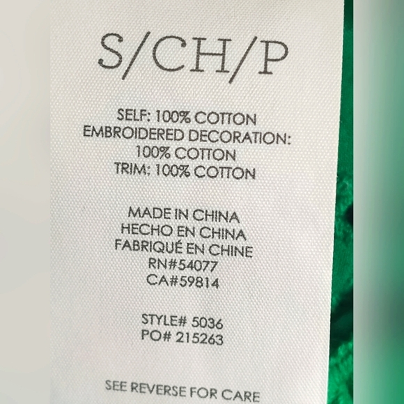 CAbi Women's Sleeveless Green Eyelet High Low Top | 100% Cotton | Size Small - Picture 5 of 6